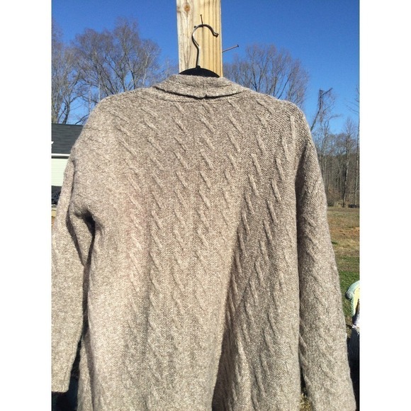 J.Jill oversized alpaca cardigan womens S cable knit sweater brown tan beachy - Picture 6 of 13